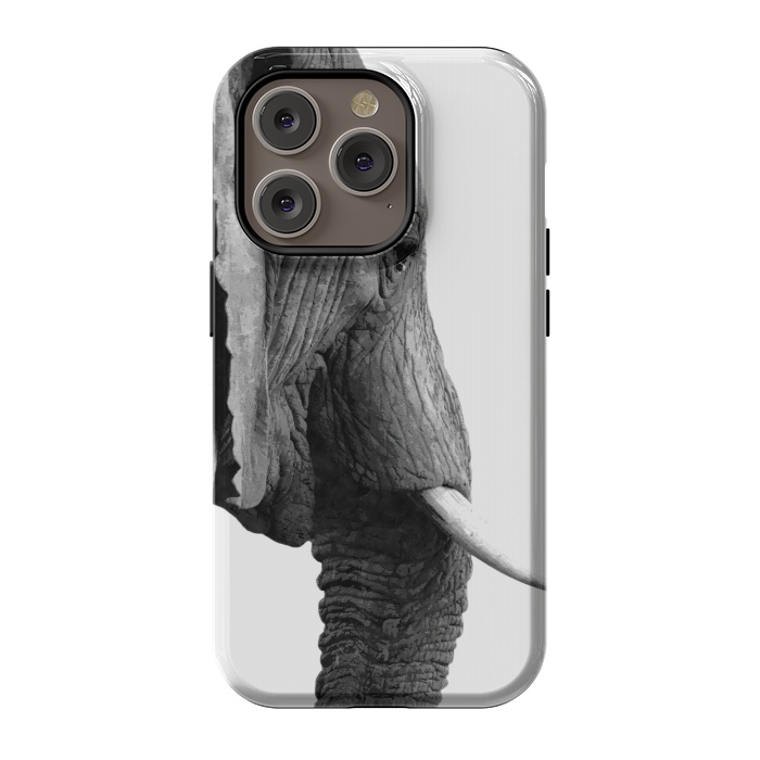 iPhone 14 Pro StrongFit Black and White Elephant Profile by Alemi