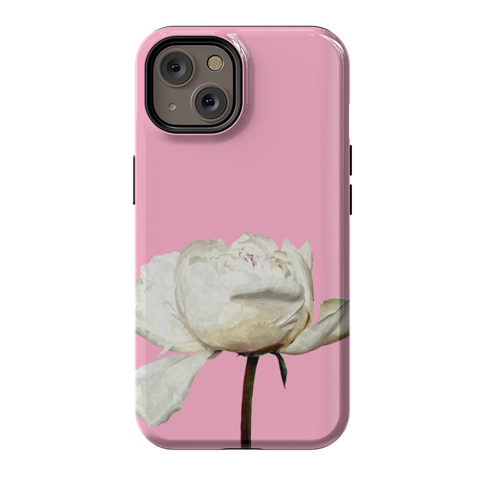 iPhone 14 StrongFit White Peony Pink Background by Alemi