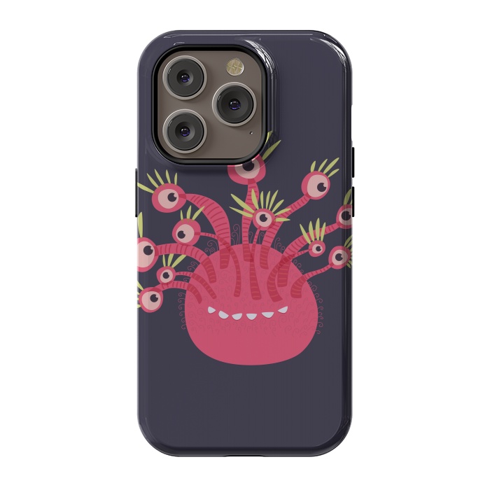 iPhone 14 Pro StrongFit Funny Pink Monster With Eleven Eyes by Boriana Giormova