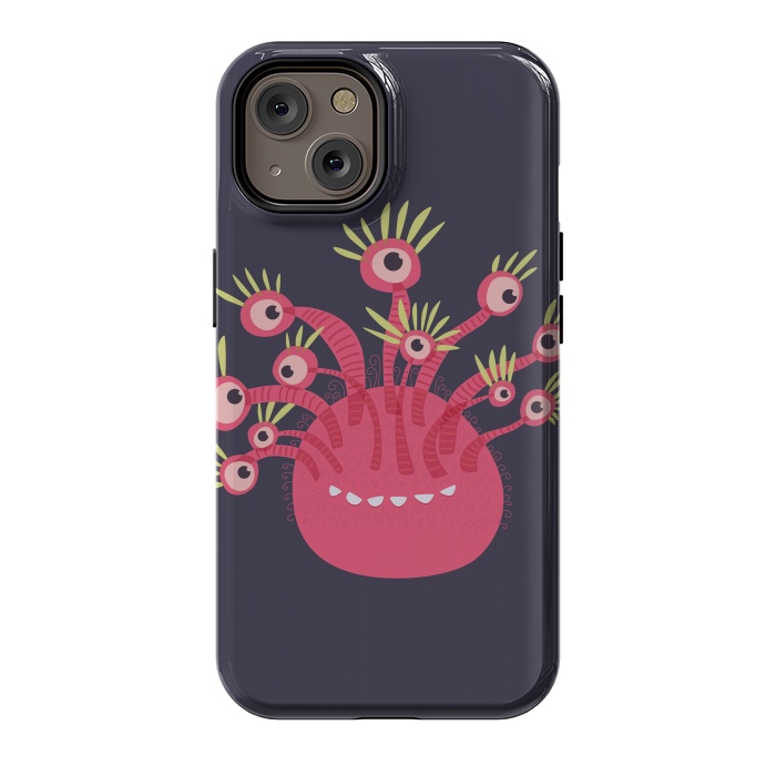 iPhone 14 StrongFit Funny Pink Monster With Eleven Eyes by Boriana Giormova