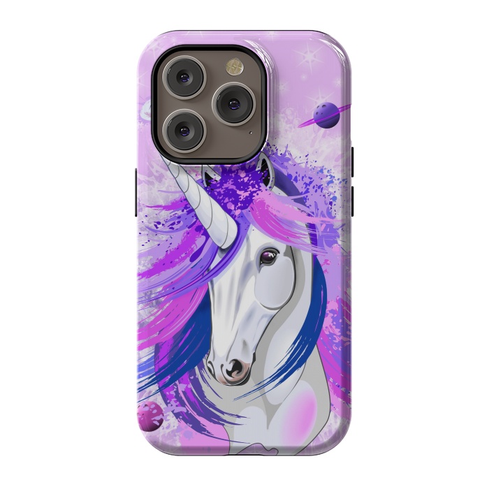 iPhone 14 Pro StrongFit Unicorn Spirit Pink and Purple Mythical Creature by BluedarkArt
