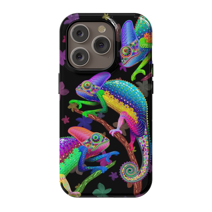 iPhone 14 Pro StrongFit Chameleon Fantasy Rainbow Colors by BluedarkArt