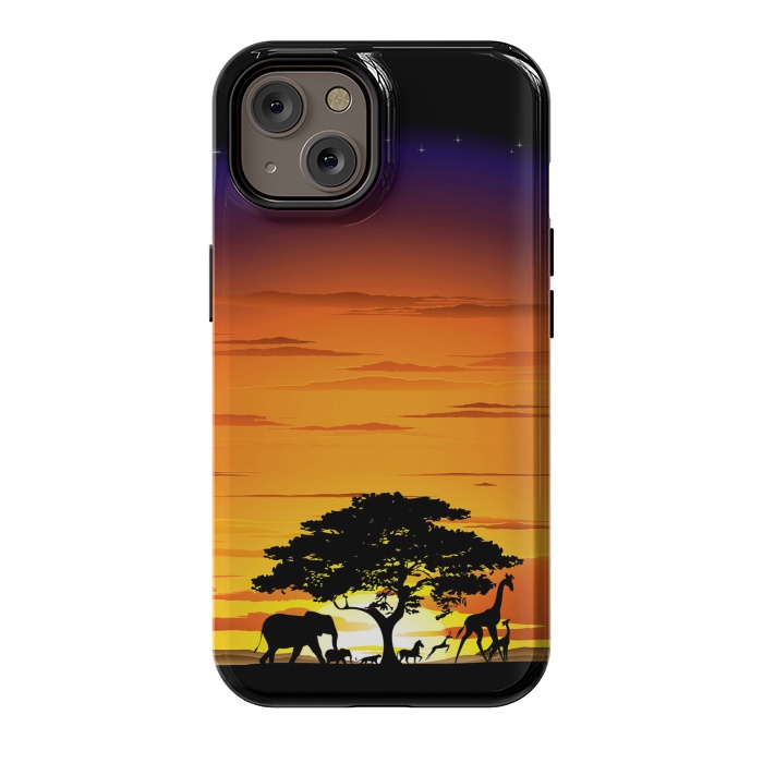 iPhone 14 StrongFit Wild Animals on African Savanna Sunset  by BluedarkArt