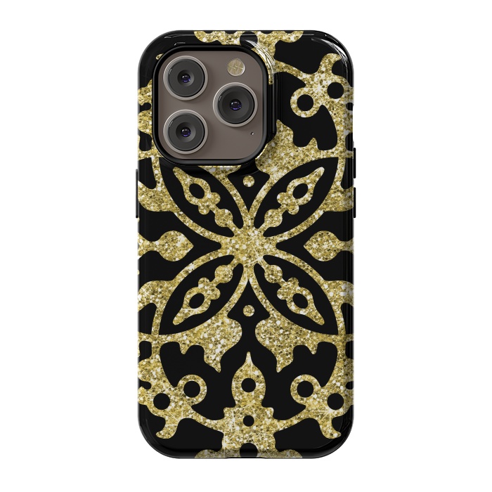 iPhone 14 Pro StrongFit Black and Gold Fashion Case by Alemi