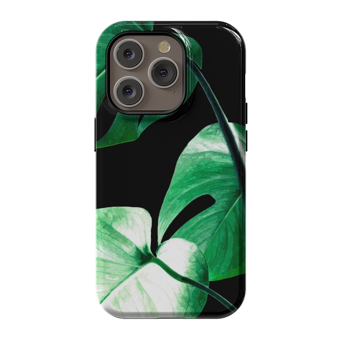 iPhone 14 Pro StrongFit Green Monstera Leaves by Alemi
