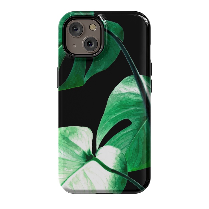 iPhone 14 StrongFit Green Monstera Leaves by Alemi