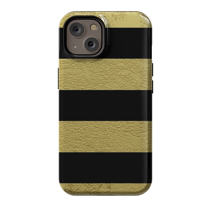 iPhone 14 StrongFit Black and Gold Stripes by Alemi