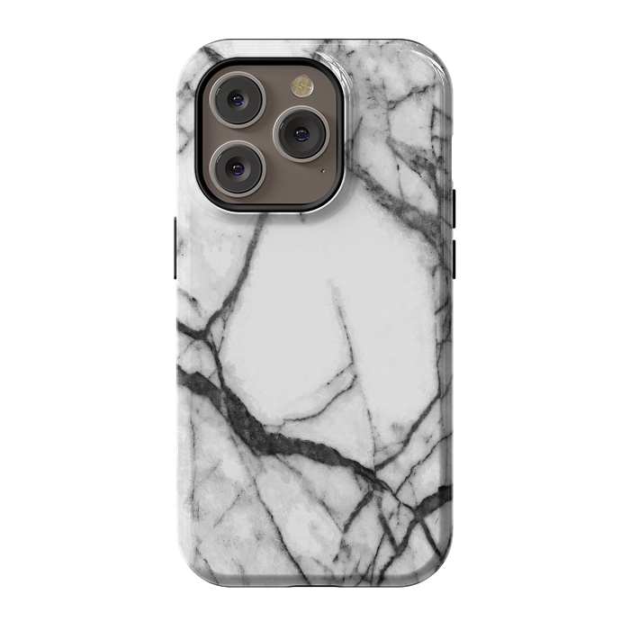iPhone 14 Pro StrongFit Black and White Marble by Alemi