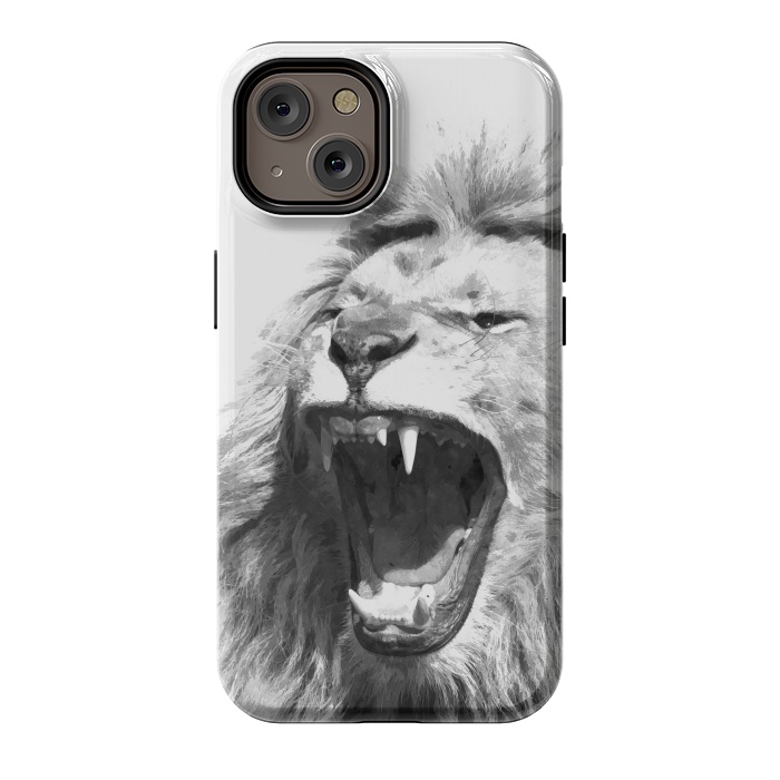 iPhone 14 StrongFit Black and White Fierce Lion by Alemi