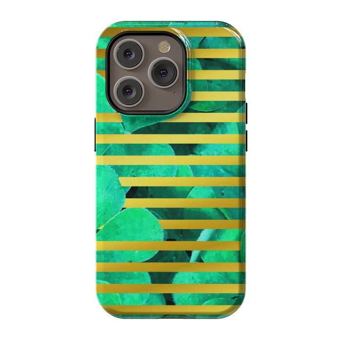 iPhone 14 Pro StrongFit Clover and Gold Stripes Geometric Illustration by Alemi