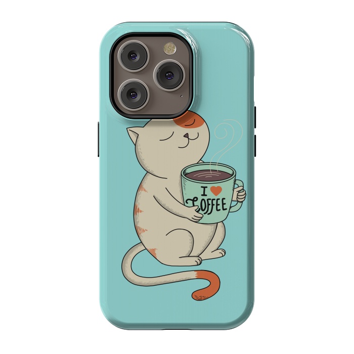 iPhone 14 Pro StrongFit Cat and Coffee by Coffee Man