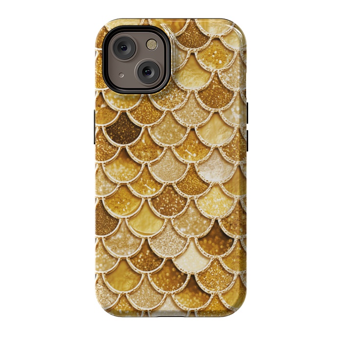 iPhone 14 StrongFit Faux Gold Glitter Mermaid Scales by  Utart