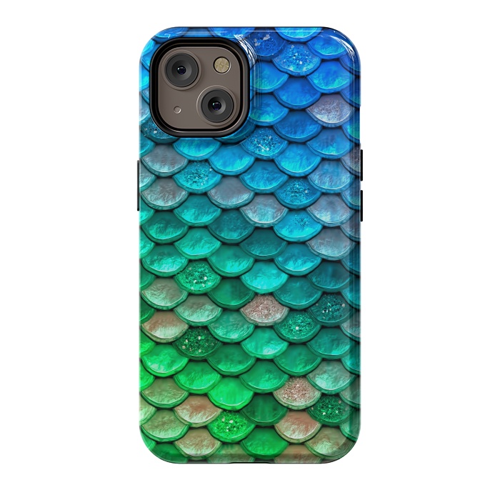 iPhone 14 StrongFit Green & Blue Glitter Mermaid Scales by  Utart