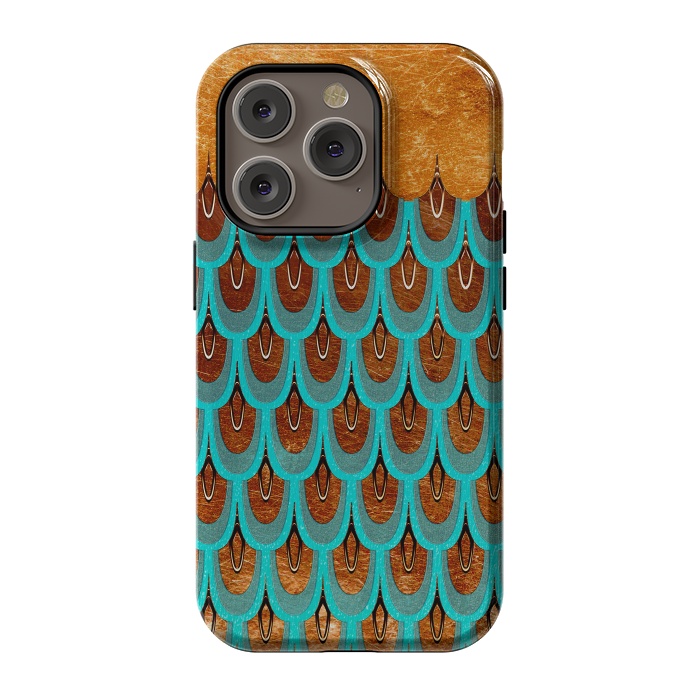iPhone 14 Pro StrongFit Copper & Teal Gold Mermaid Scales by  Utart