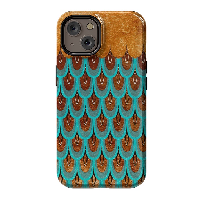 iPhone 14 StrongFit Copper & Teal Gold Mermaid Scales by  Utart