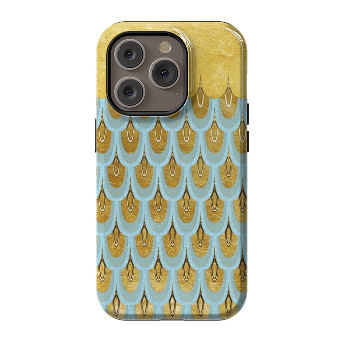 iPhone 14 Pro StrongFit Elegant Light Aqua & Gold Mermaid Scales by  Utart