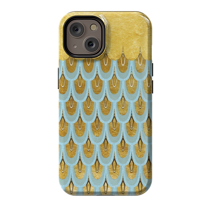 iPhone 14 StrongFit Elegant Light Aqua & Gold Mermaid Scales by  Utart