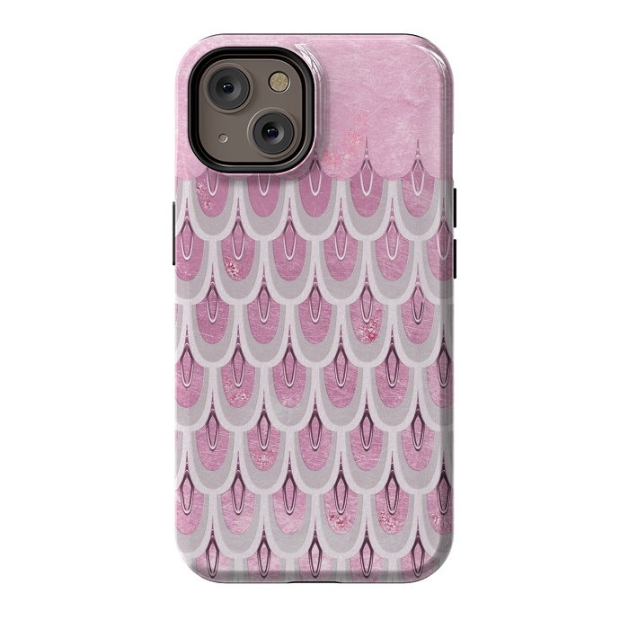 iPhone 14 StrongFit Multicolor Pink & Silver Gray Mermaid Scales by  Utart