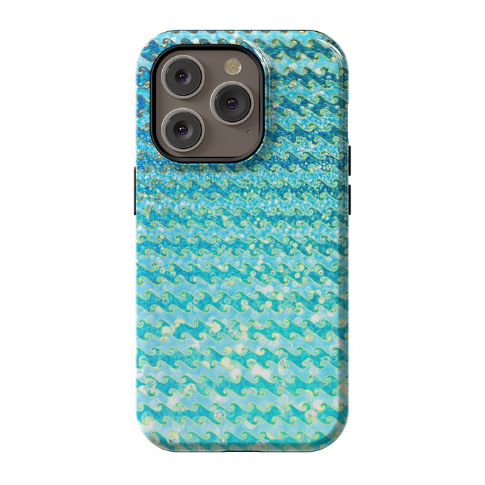 iPhone 14 Pro StrongFit Sea Ocean Blue Sparkle Glitter Waves by  Utart
