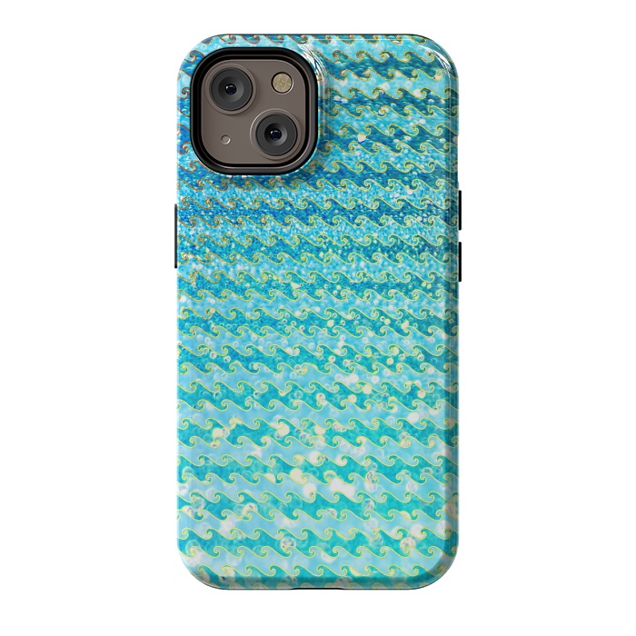 iPhone 14 StrongFit Sea Ocean Blue Sparkle Glitter Waves by  Utart