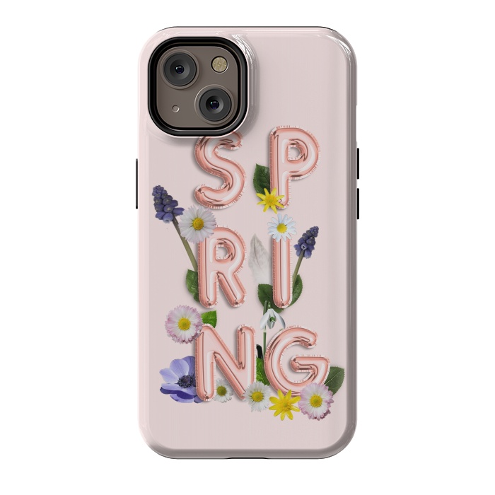 iPhone 14 StrongFit SPRING - Flower Shiny Rose Gold Girly Flower Typography  by  Utart