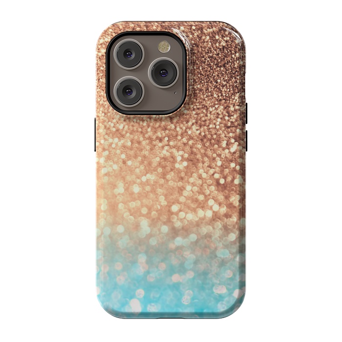 iPhone 14 Pro StrongFit Mermaid Blue and Rose Gold Blush Glitter by  Utart