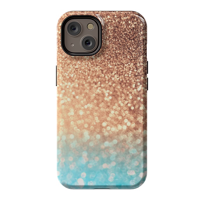 iPhone 14 StrongFit Mermaid Blue and Rose Gold Blush Glitter by  Utart