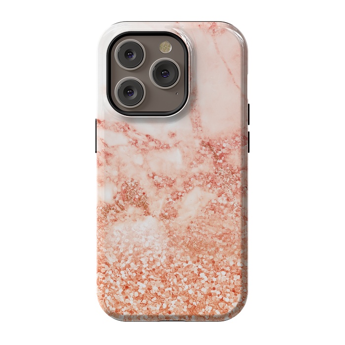 iPhone 14 Pro StrongFit Salmon Glitter Marble by  Utart