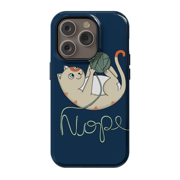 iPhone 14 Pro StrongFit Cat Nope Blue by Coffee Man