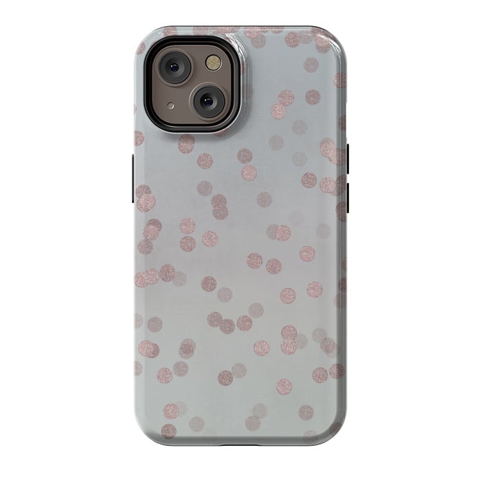 iPhone 14 StrongFit Rose Gold Glitter Dots by Andrea Haase