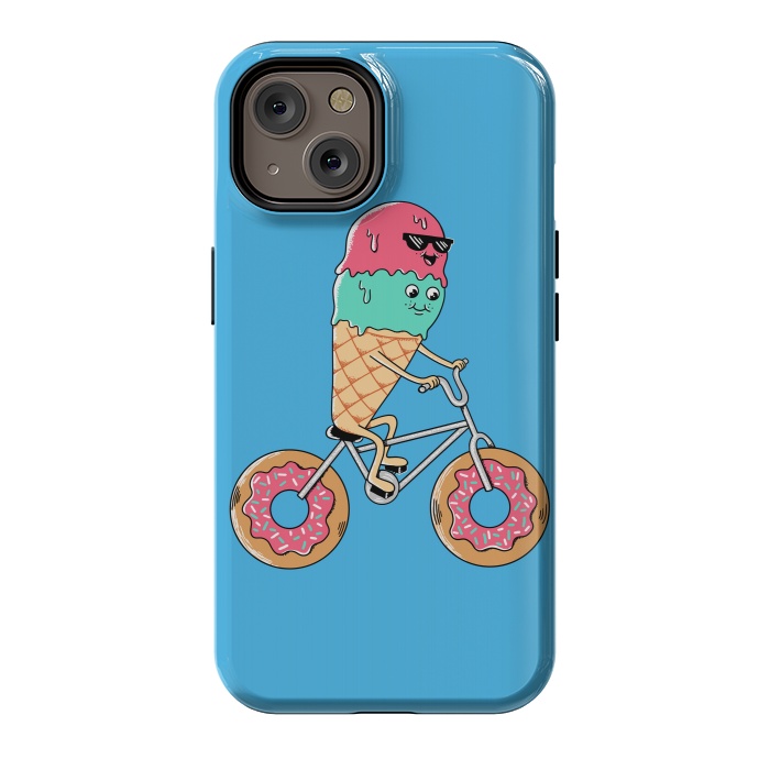 iPhone 14 StrongFit Donut Bicycle Blue by Coffee Man