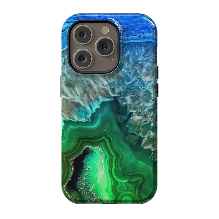iPhone 14 Pro StrongFit Blue and Green Agate  by  Utart