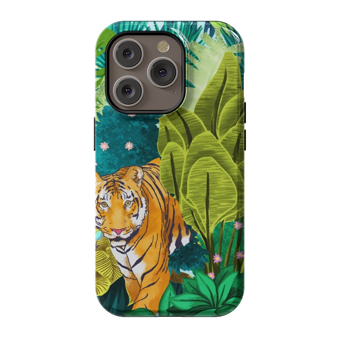 iPhone 14 Pro StrongFit Jungle Tiger by Uma Prabhakar Gokhale
