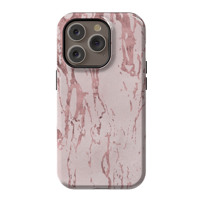 iPhone 14 Pro StrongFit Shiny Rose Gold Marble 2 by Andrea Haase