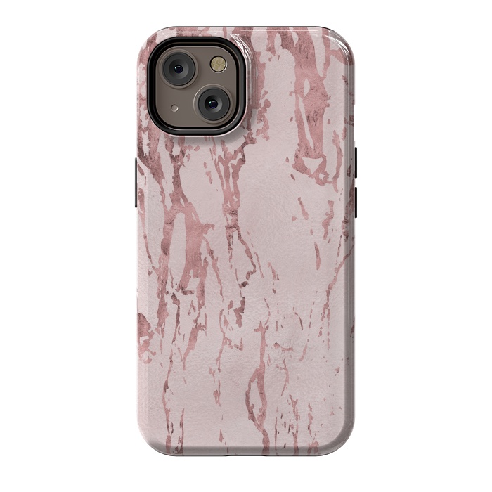 iPhone 14 StrongFit Shiny Rose Gold Marble 2 by Andrea Haase