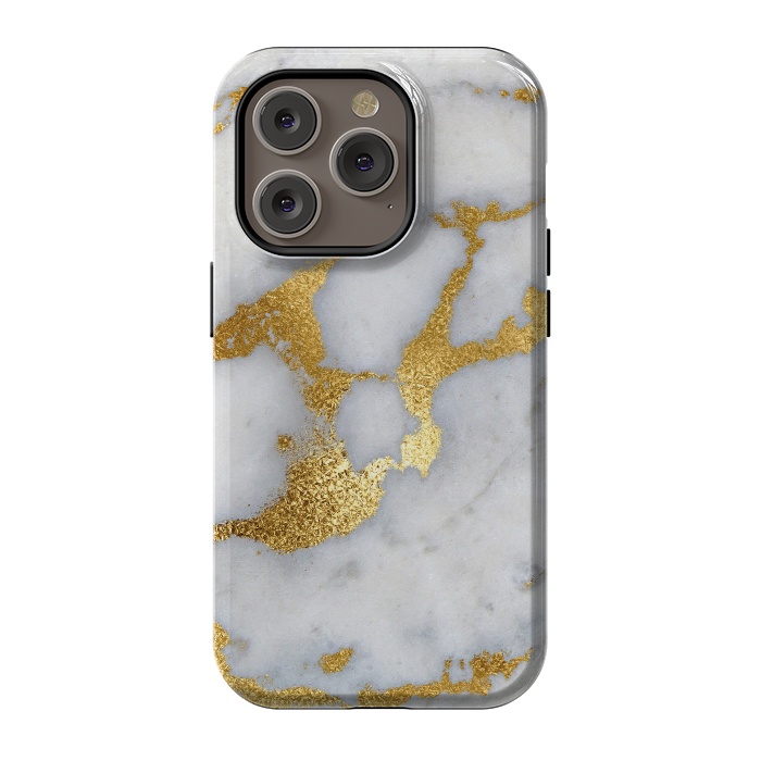 iPhone 14 Pro StrongFit Marble with Gold Metal Foil Veins by  Utart