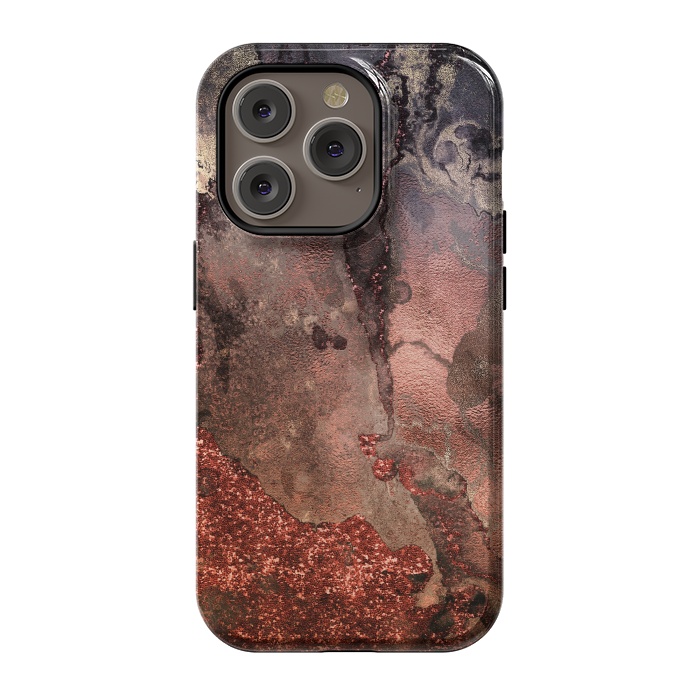 iPhone 14 Pro StrongFit Copper Glitter and Ink Marble by  Utart