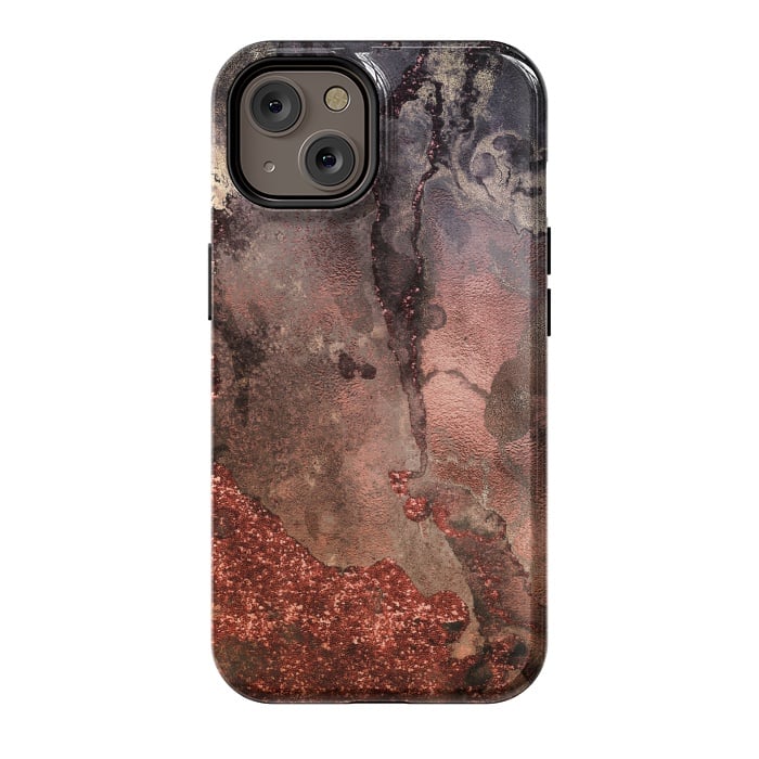 iPhone 14 StrongFit Copper Glitter and Ink Marble by  Utart