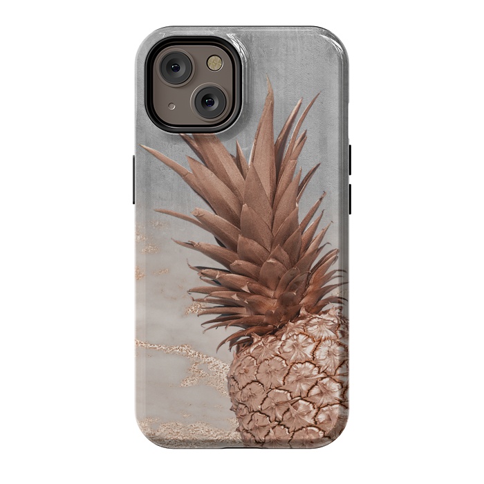 iPhone 14 StrongFit Rose Gold Pineapple on Congrete by  Utart