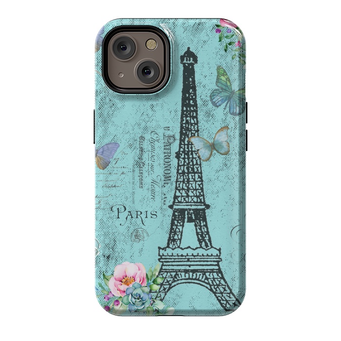 iPhone 14 StrongFit Blue Eiffel Tower Paris Watercolor Illustration by  Utart