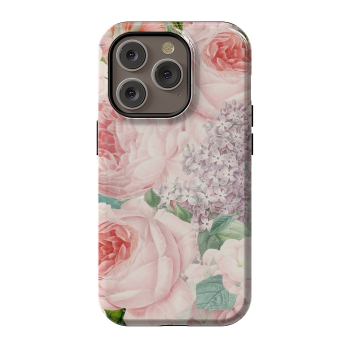 iPhone 14 Pro StrongFit Pink Retro Watercolor Roses by  Utart
