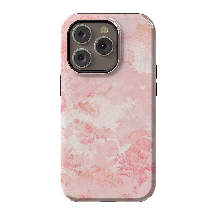 iPhone 14 Pro StrongFit Vintage Roses in Pink - Pattern by  Utart