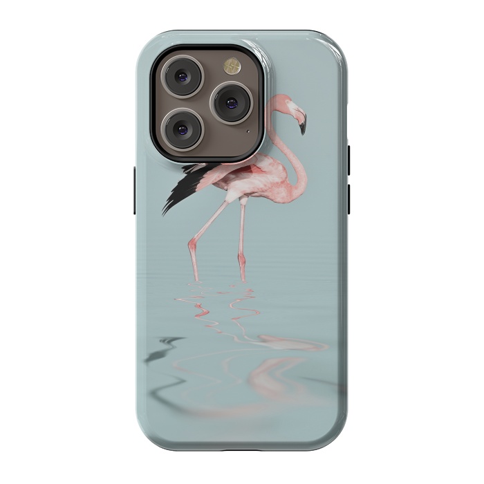 iPhone 14 Pro StrongFit Flamingo On Turquoise Waters by Andrea Haase
