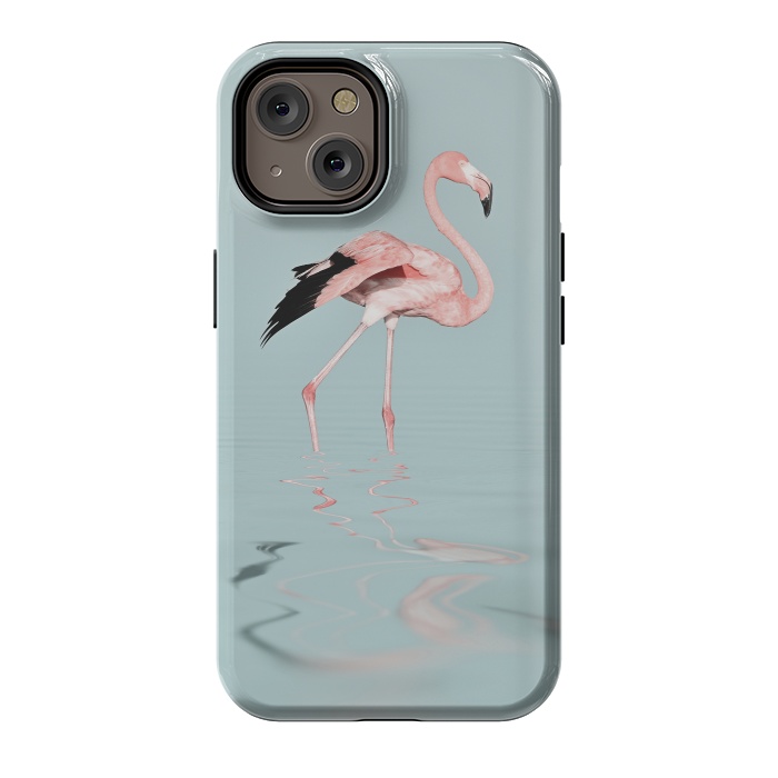 iPhone 14 StrongFit Flamingo On Turquoise Waters by Andrea Haase
