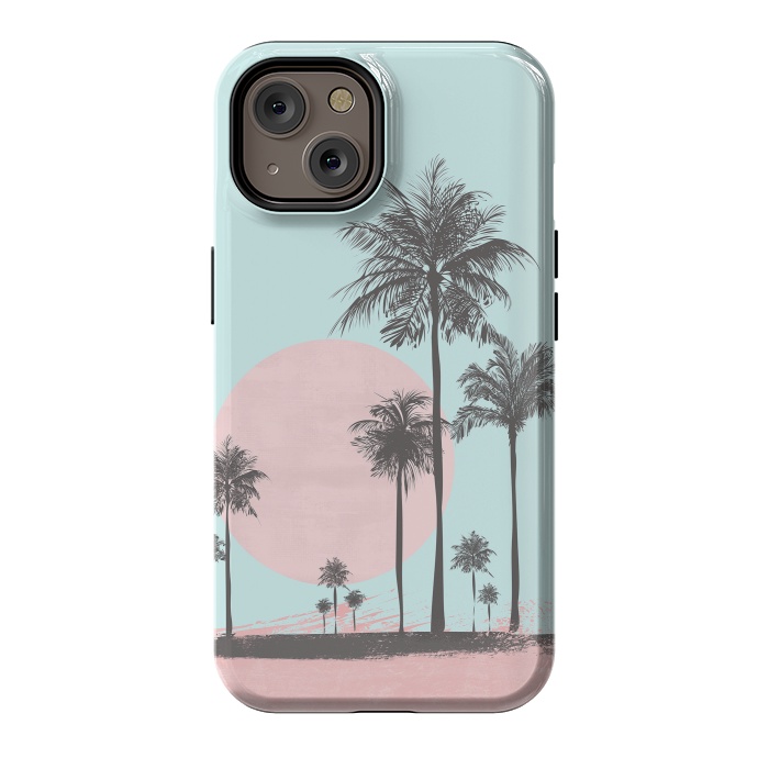 iPhone 14 StrongFit Beachfront Palm Tree Sunset by Andrea Haase