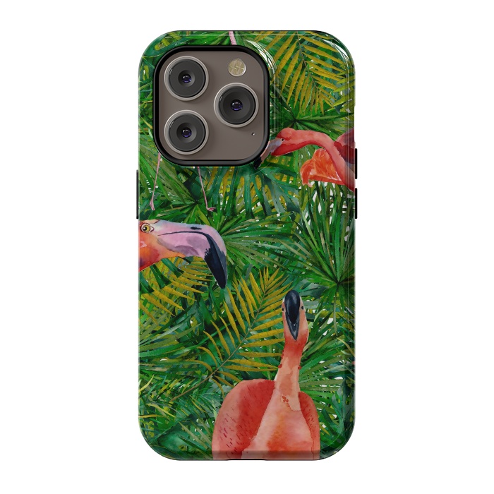 iPhone 14 Pro StrongFit Flamingo Jungle Party by  Utart