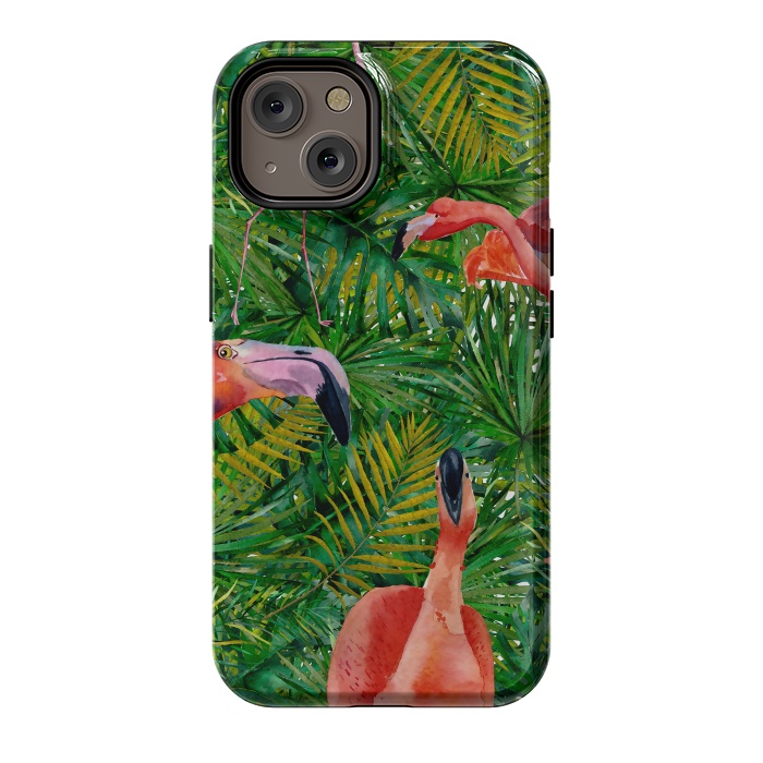 iPhone 14 StrongFit Flamingo Jungle Party by  Utart