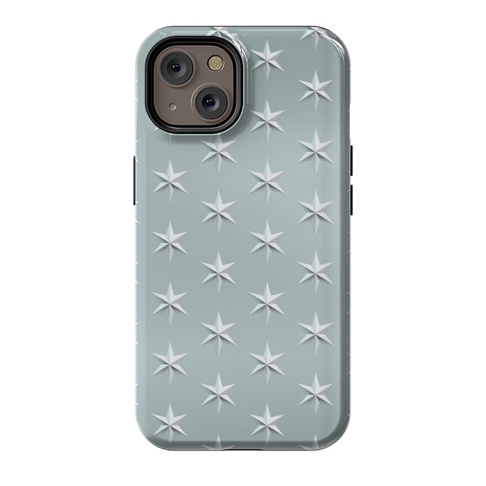 iPhone 14 StrongFit Silver Stars On Teal Metal by Andrea Haase