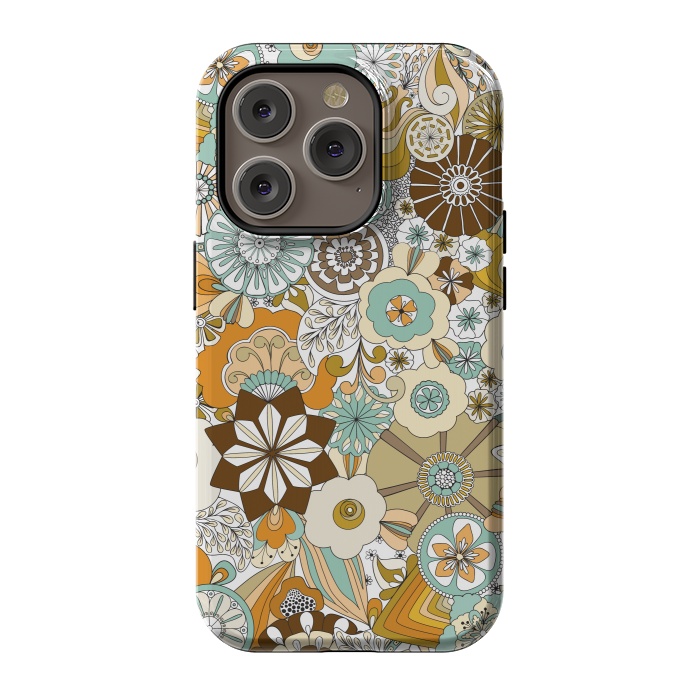 iPhone 14 Pro StrongFit Flowers, Flowers Everywhere Retro Colors by Paula Ohreen