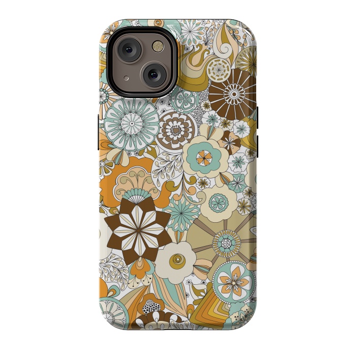 iPhone 14 StrongFit Flowers, Flowers Everywhere Retro Colors by Paula Ohreen